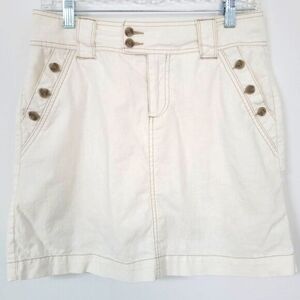 Sonoma Linen Blend Button Detail Skort Beige Coastal Neutral Sailor Style